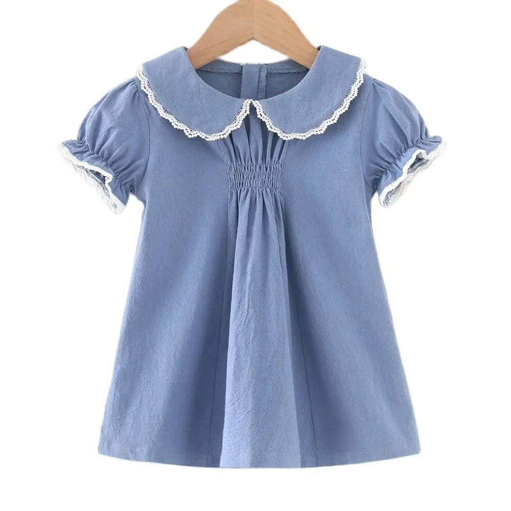 Baby Girl Smock Dress Toddler Peter Pan Color Holiday Princess Dress Infants Red Clothes