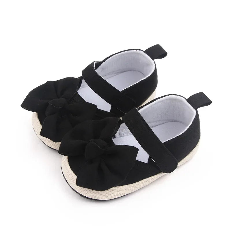 Baby Girls Shoe Soft Soles Non-slip Butterfly Knot Fashion Outdoor Solid Color Infant Newborns Crib First Walkers Princess Shoes