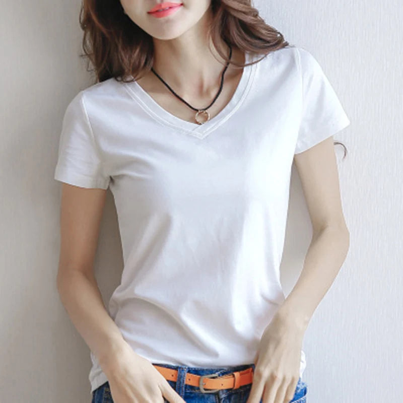 Shirts Summer Women's Short Sleeve Round Neck Casual Blouse Shirts Solid Color Tops Black / White
