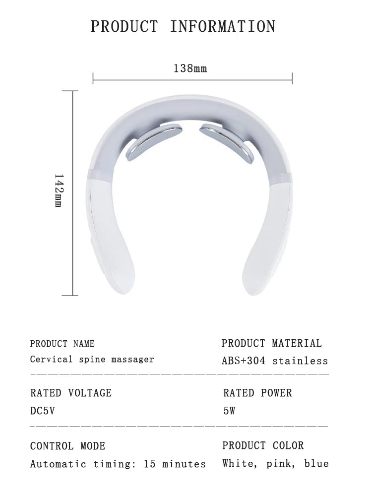 New Smart Neck Shoulder Muscle Massager Electric Heat Relaxation You Body Anytime USB Charging White