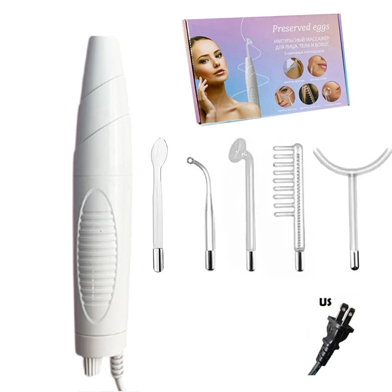 Beauty 5 in 1 High Frequency Electrode Wand Electrotherapy Glass Tube Home Spa Beauty Device Facial Therapy Wand