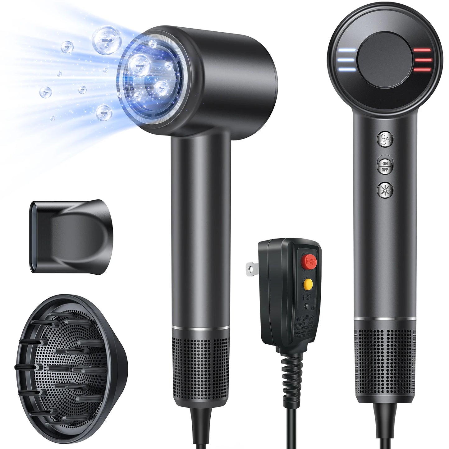 Hair Dryer, Negative Ionic Blow Dryer 120000 RPM Brushless Motor 40M/S Fast Drying High-Speed Low Noise Thermo-Control Hairdryer