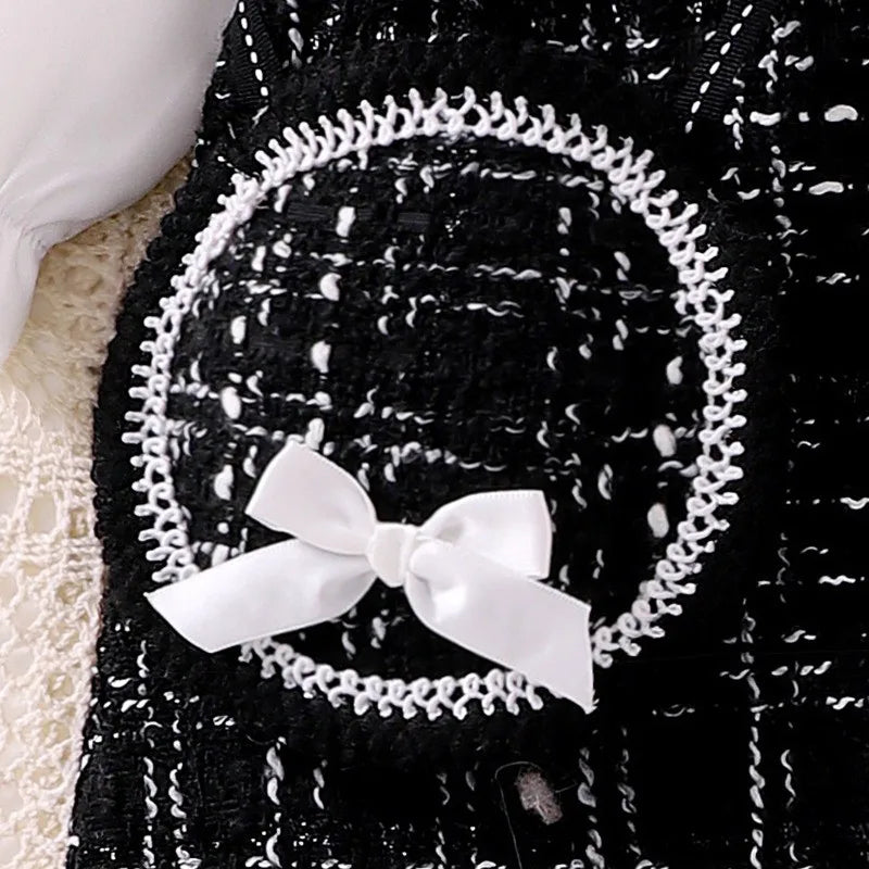 Dress for Kids 0-3 Years Old Plaid Fake Two Piece Long Sleeve Spring and Autumn Princess Dress OOTD for Newborn Baby Girl