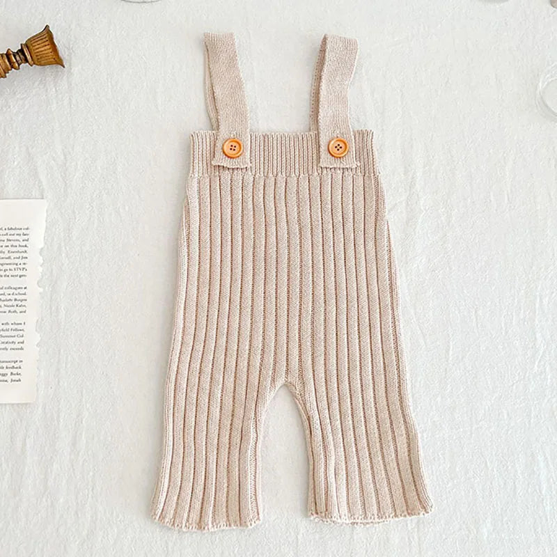 MILANCEL Baby Overalls Kids Knitted Solid Pants Versatile High Waist Pants