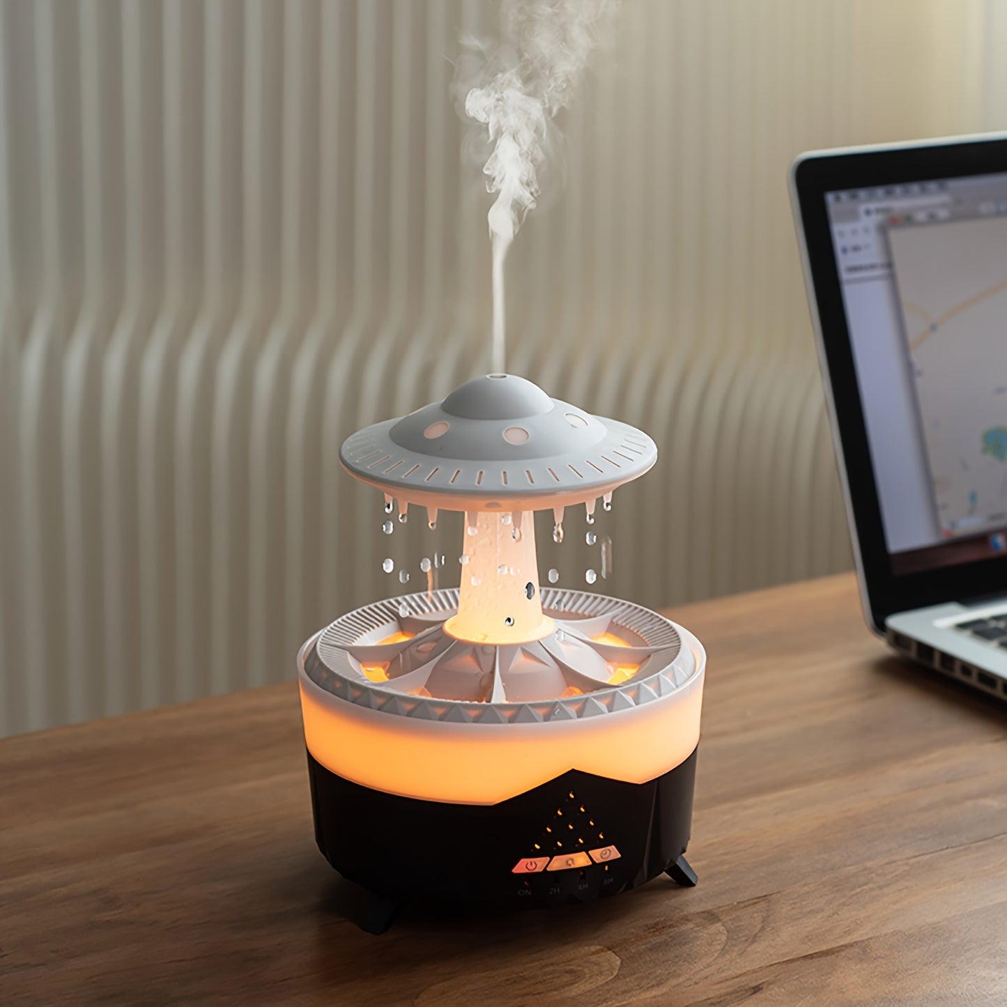 Large Capacity Volcanic Spray Atomizer - Intelligent Simulation Water Drop Humidifier and Flame Aroma Diffuser for Home - Advanced Mist Technology, Whisper Quiet, Easy to Clean, and Automatic Shut-Off