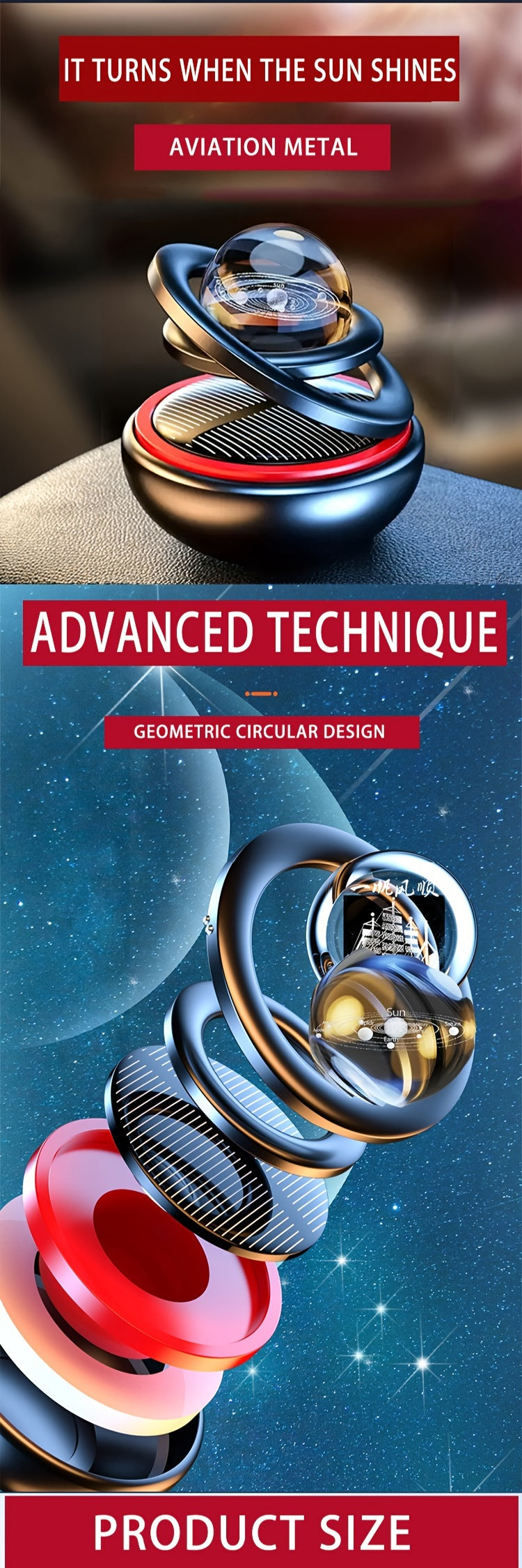 Solar-Powered Planet Aroma Diffuser - Elegant Car Freshener with Masculine Scent, Battery-Free Eco Aromatherapy