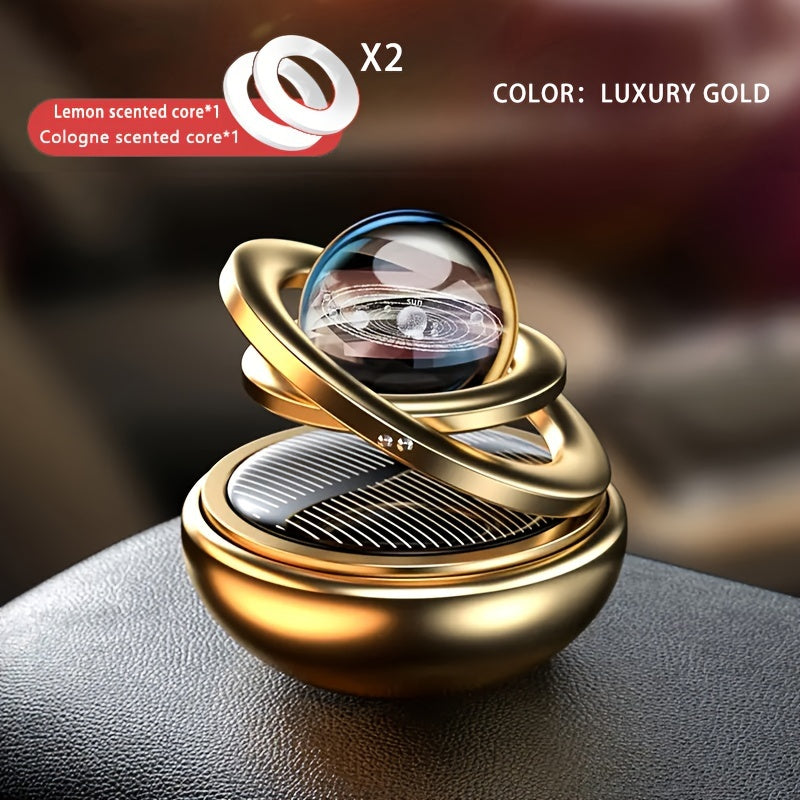 Solar-Powered Planet Aroma Diffuser - Elegant Car Freshener with Masculine Scent, Battery-Free Eco Aromatherapy