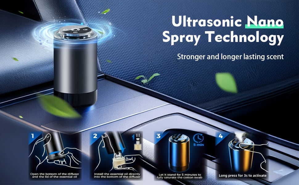 Novora Smart Car Air Freshener, 1.69oz Natural Fragrance Car Scents Air Freshener With Star Projector, 300 Days Long Lasting, Car Essential Oil Diffuser To Remove Smell, Automatic On/Off, Aroma Diffuser For Lover