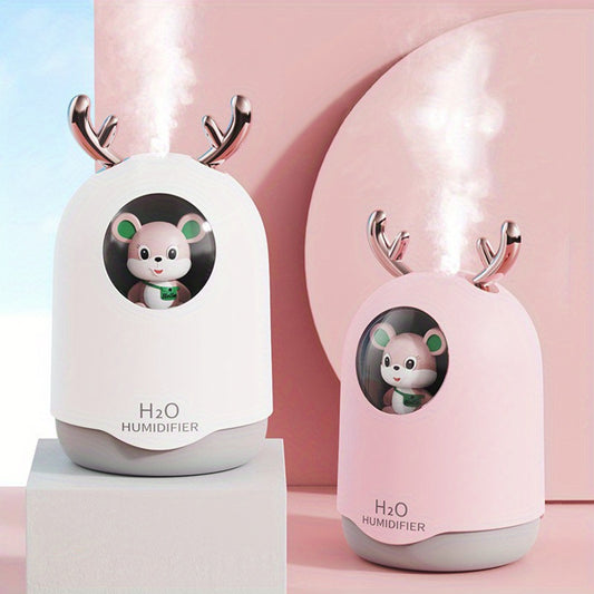 USB-Powered 10.14oz Humidifier with Colorful LED Night Light & Aroma Diffuser - Essential Oil Mist Maker
