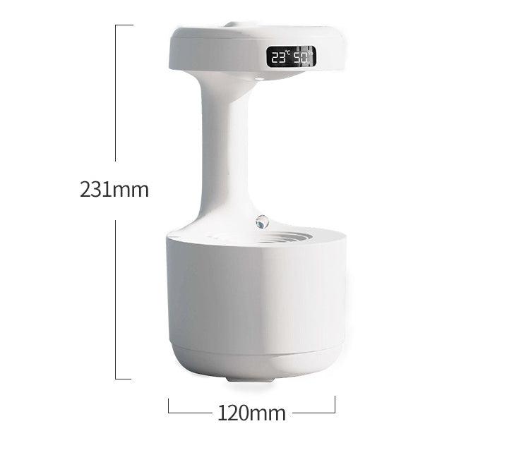 Anti-Gravity Humidifier With Clock Water Drop Backflow Aroma Diffuser Large Capacity Office Bedroom Mute Household Sprayer