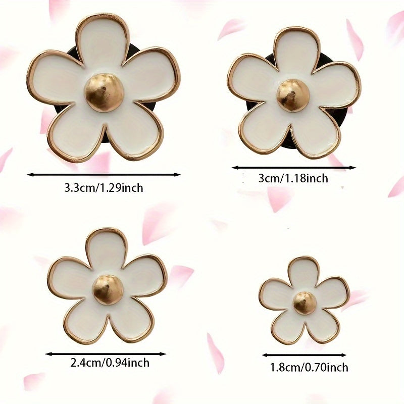 4pcs Set Cute Daisy Alloy Car Vent Clips with Scented Pads - Fresh Aroma Diffuser & Exhaust Decor Accessories