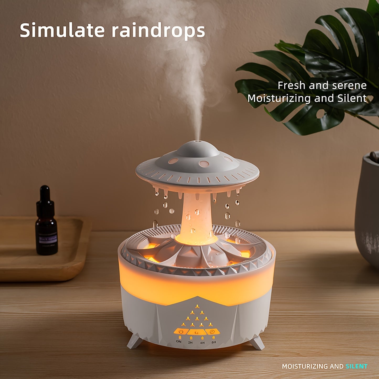 Large Capacity Volcanic Spray Atomizer - Intelligent Simulation Water Drop Humidifier and Flame Aroma Diffuser for Home - Advanced Mist Technology, Whisper Quiet, Easy to Clean, and Automatic Shut-Off