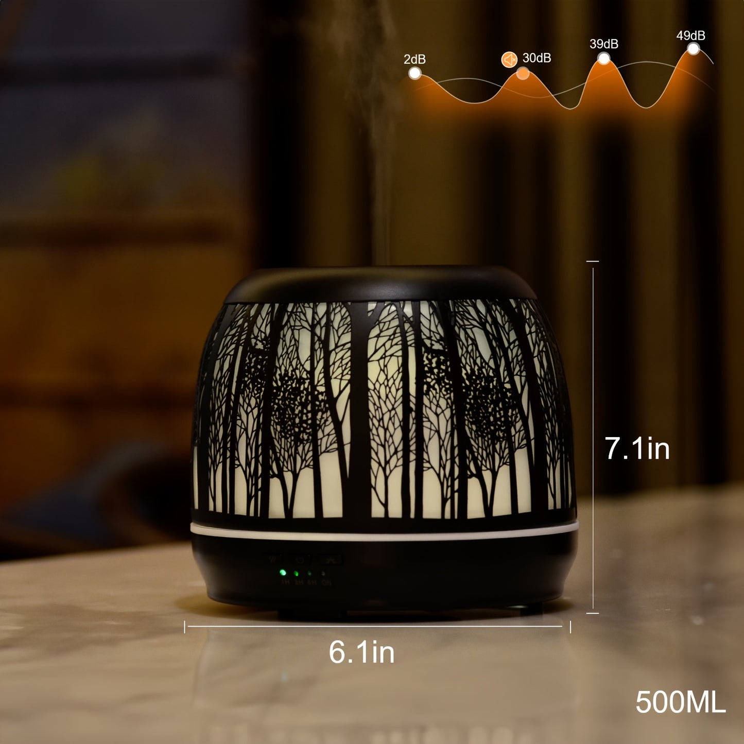 Large Essential Oil Aromatherapy Diffuser for Home Bedroom Metal Hollow Decorative Room Ultrasonic Air Scent Mist Aroma Diffuser 500ML Defusers
