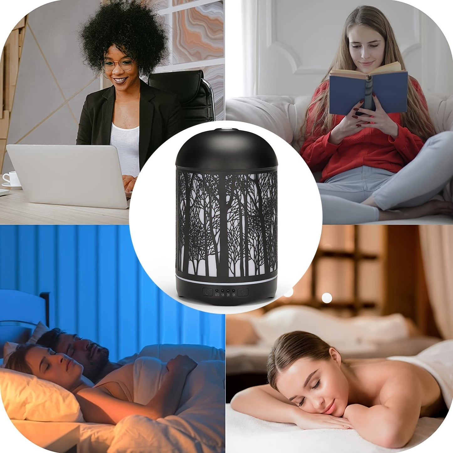 8.45oz Essential Oil Aromatherapy Diffuser for Home Bedroom Office Metal Hollow Decorative Room Ultrasonic Air Scent Mist Aroma Diffuser