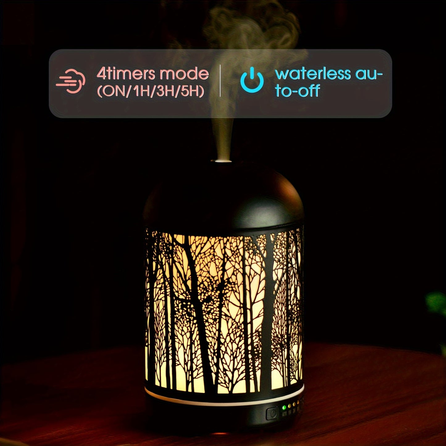 8.45oz Essential Oil Aromatherapy Diffuser for Home Bedroom Office Metal Hollow Decorative Room Ultrasonic Air Scent Mist Aroma Diffuser
