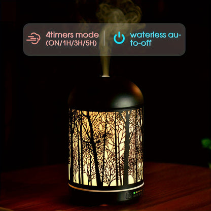 8.45oz Essential Oil Aromatherapy Diffuser for Home Bedroom Office Metal Hollow Decorative Room Ultrasonic Air Scent Mist Aroma Diffuser