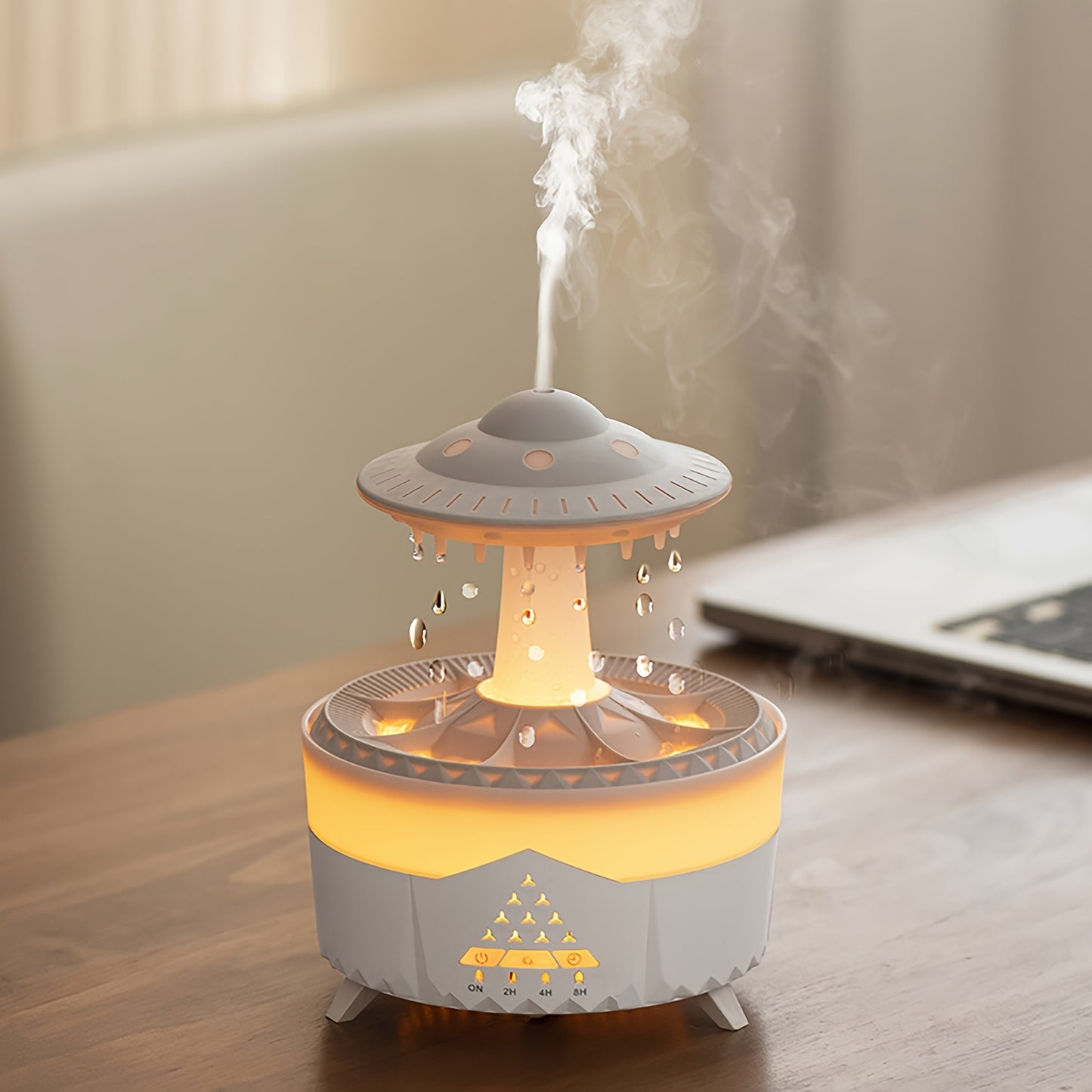 Large Capacity Volcanic Spray Atomizer - Intelligent Simulation Water Drop Humidifier and Flame Aroma Diffuser for Home - Advanced Mist Technology, Whisper Quiet, Easy to Clean, and Automatic Shut-Off