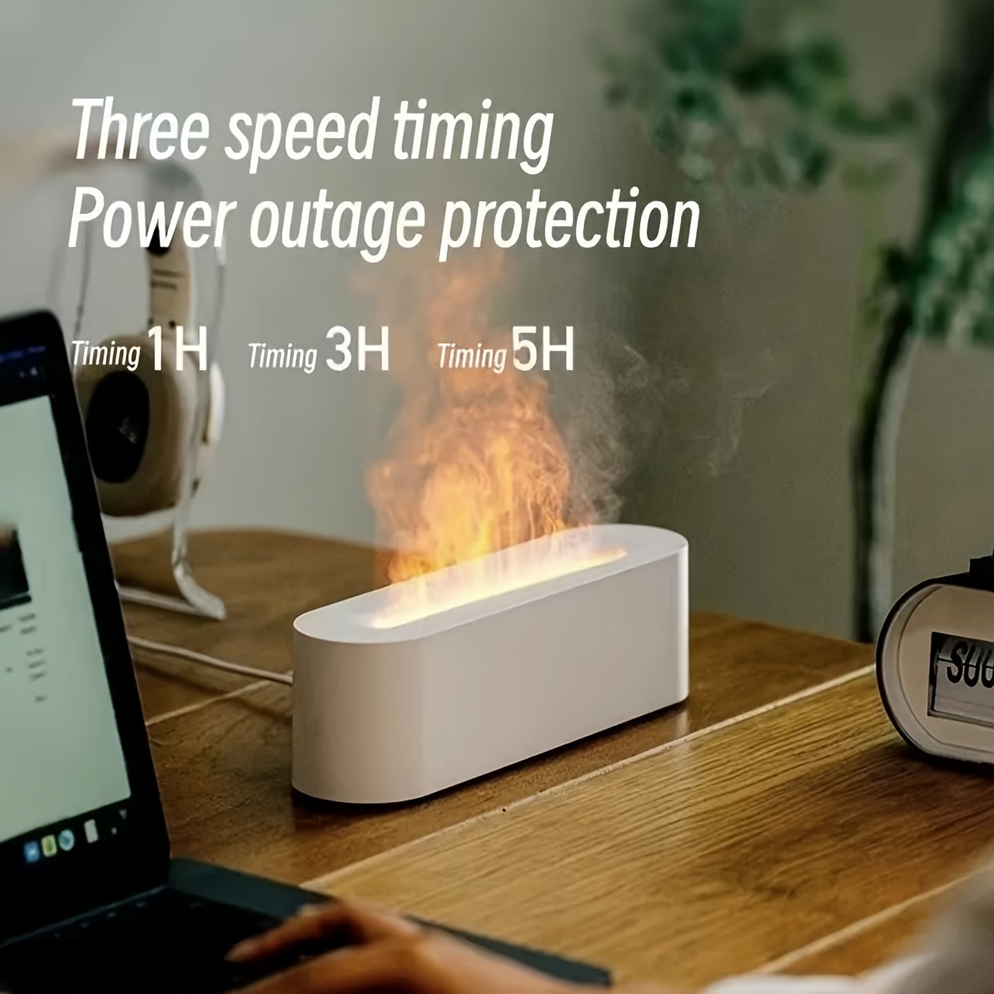 Simulated Flame Aroma Diffuser With Colorful Atmosphere Light, 150ml Tank Capacity, USB Powered, 3D Fire Effect Humidifier For Home, Bedroom, Office, Push Button Control, 10-20m2 Coverage, 3 Speed Timing Settings, Atomization