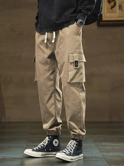 657 Workwear pants with multiple pockets and leggings, loose small legged men's elastic straight leg casual outdoor pants