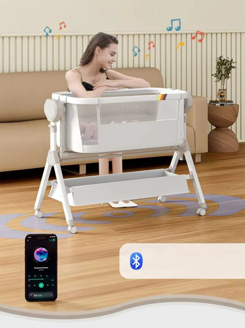 Rocking Baby Bassinet, Baby Cribs, Newborn Co-Sleeper, Infant Beside Sleeper, Unisex Baby Bed Cribs, Portable Travel Crib,Cradle