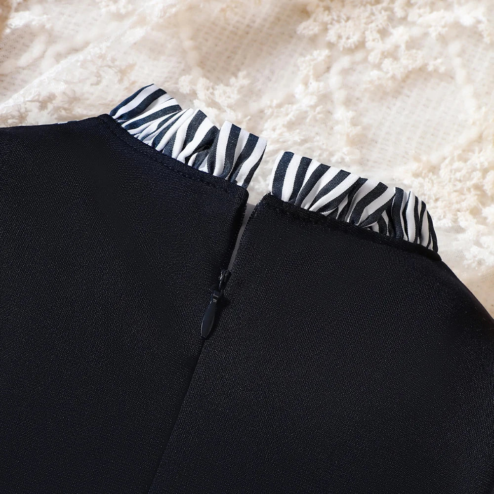 Preppy Style Baby Dress Toddler Girls Round Neck Long-sleeved Patchwork One-piece Children Dress