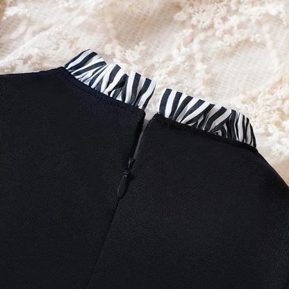 Preppy Style Baby Dress Toddler Girls Round Neck Long-sleeved Patchwork One-piece Children Dress