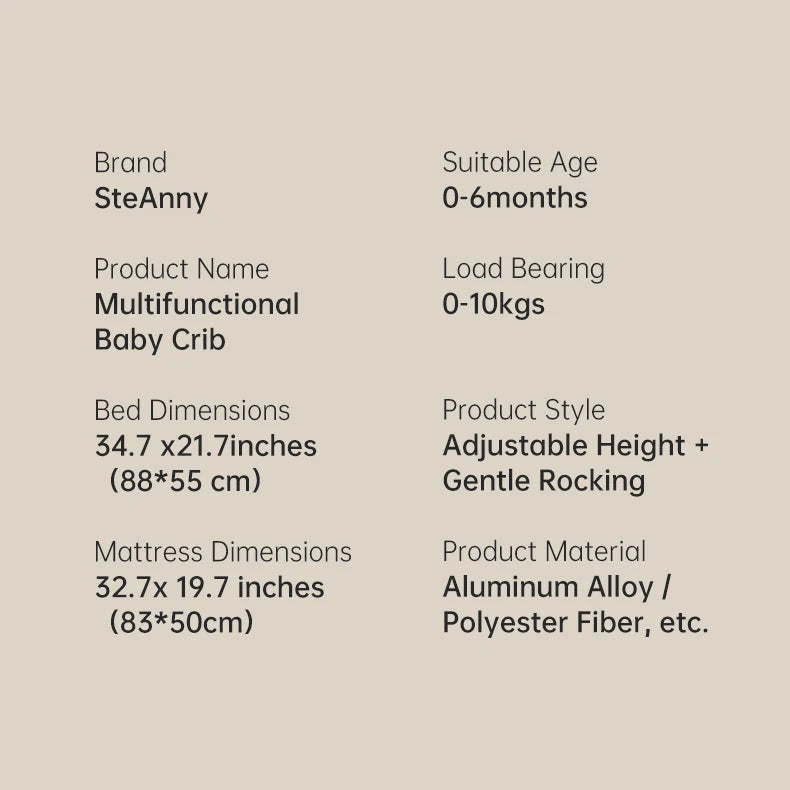 Rocking Baby Bassinet, Baby Cribs, Newborn Co-Sleeper, Infant Beside Sleeper, Unisex Baby Bed Cribs, Portable Travel Crib,Cradle