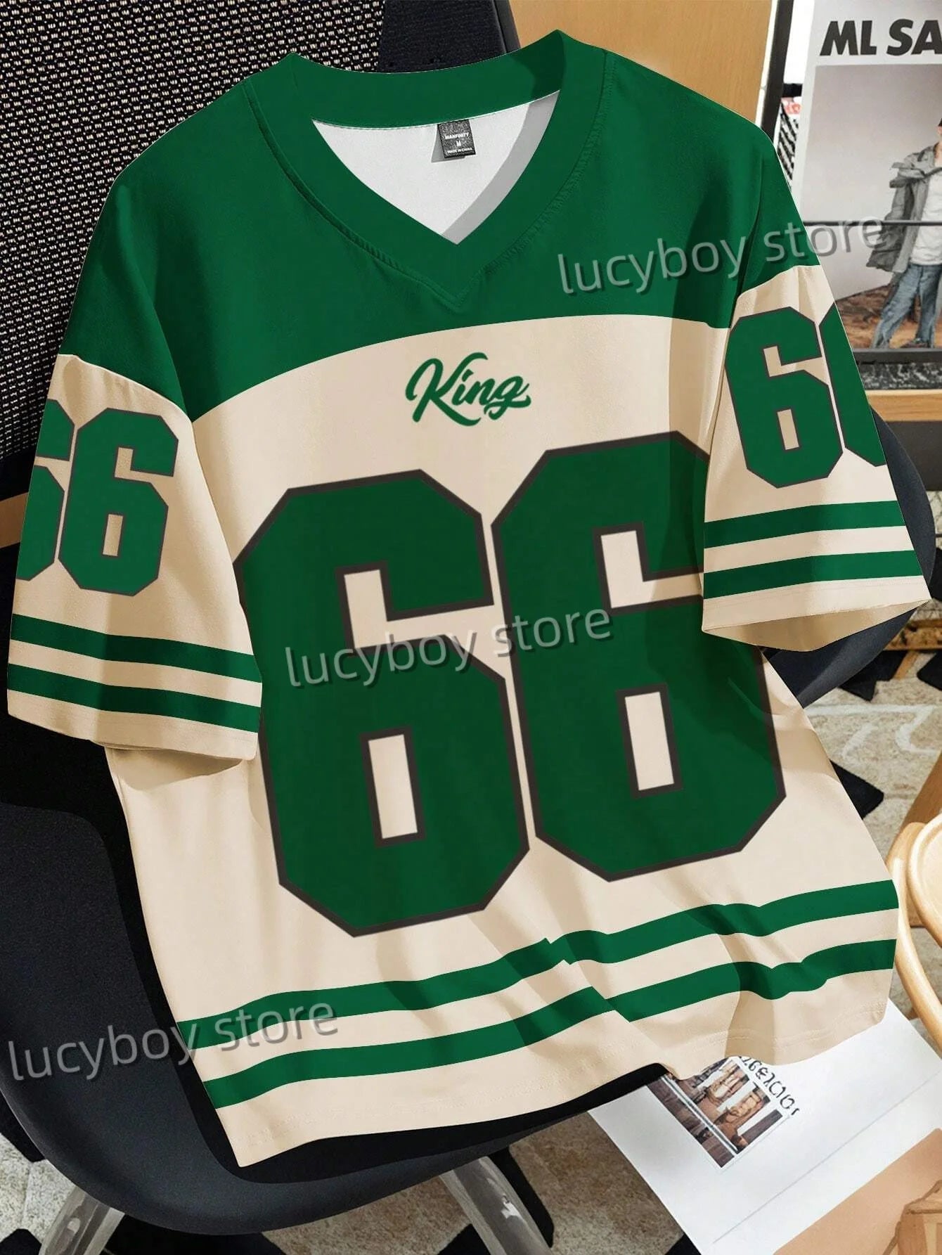 Men's 3D Numbers Printed Short Sleeve T Shirt Man V Neck Sportwear Brooklyn Racing Football Tee Vintage Casual Tops Men Clothes