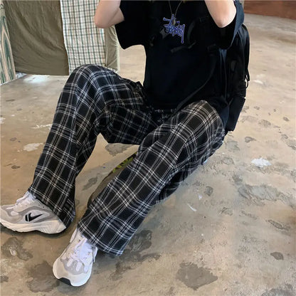 Spring/summer Plaid Pants Men S-3XL Casual Straight Trousers for Male/Female Harajuku Hip-hop Pants