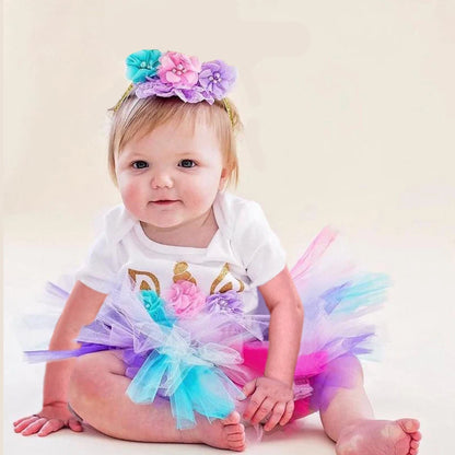 NewBorn Girls 1St Birthday Party Dress Princess 1 Year Old Ceremony Mesh Tutu Vestidos Infant Unicorn Christening Gowns