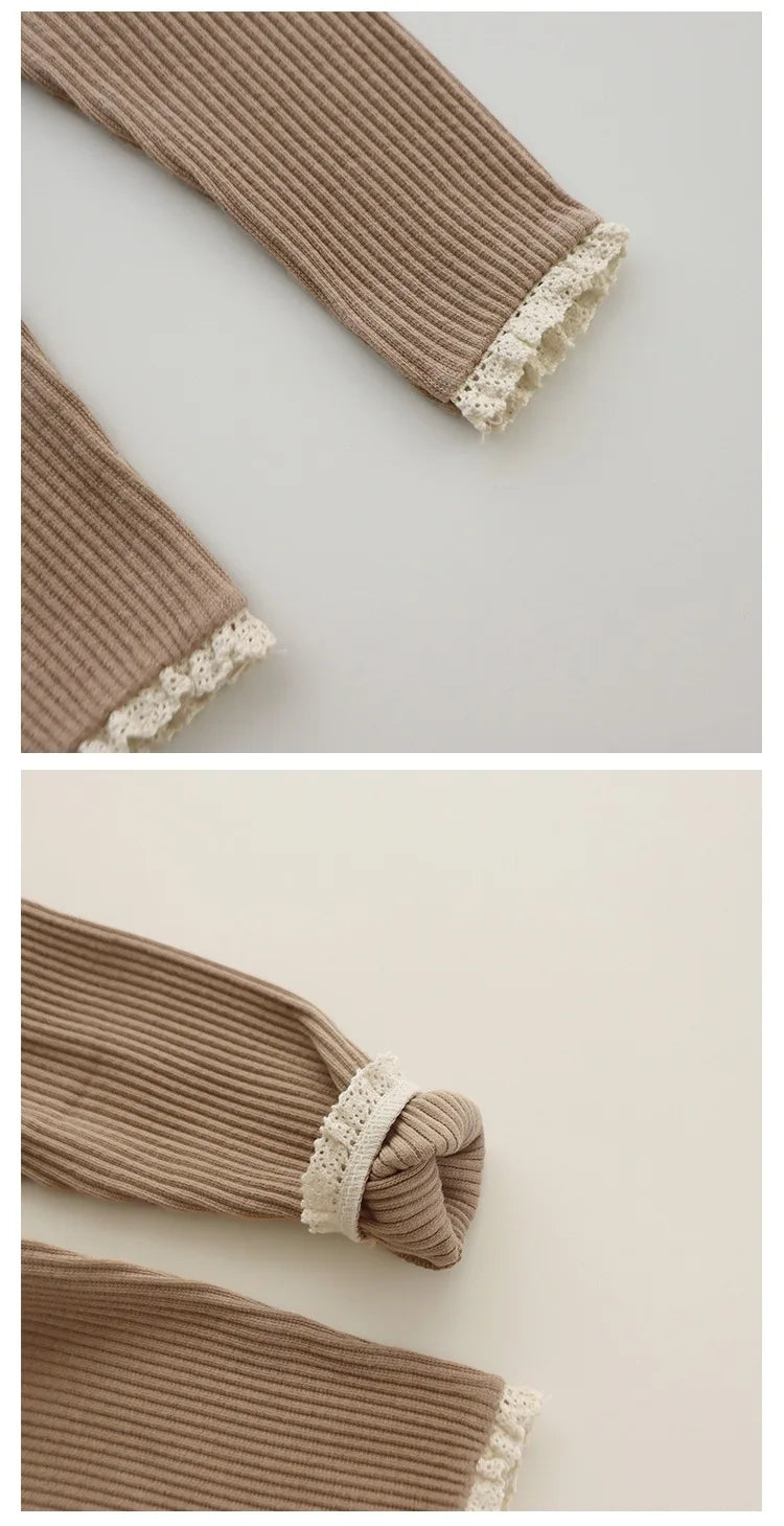 BOBOTCNUNU Baby Pants 2024 Knitted Candy Color Bottoms Outfits Toddler Girls Ribbed Leggings Striped Casual Trousers