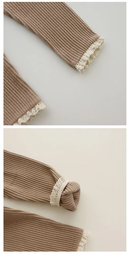 BOBOTCNUNU Baby Pants 2024 Knitted Candy Color Bottoms Outfits Toddler Girls Ribbed Leggings Striped Casual Trousers