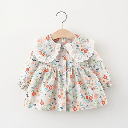 Toddler Girls' baby clothes spring autumn floral dresses costume for 1 2 year old girls baby clothing straight long sleeve dress
