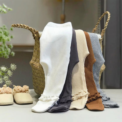 Spring Autumn Lace Baby Leggings Girls Newborn High waist Cotton Strum hose Bottom Foot Pants