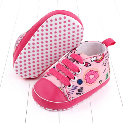 Baby Boys Girls  Soft-soled Toddler Infant First Walkers Cartoon Canvas Pattern Casual Sneaker Shoes Lace-up Shoe New Arrival