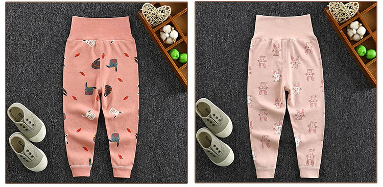 Baby Girls Boys Pants Toddler Bottoming Leggings Children Cotton Cartoon Trousers High Waist 2024 Autumn Newborn Kids Clothing