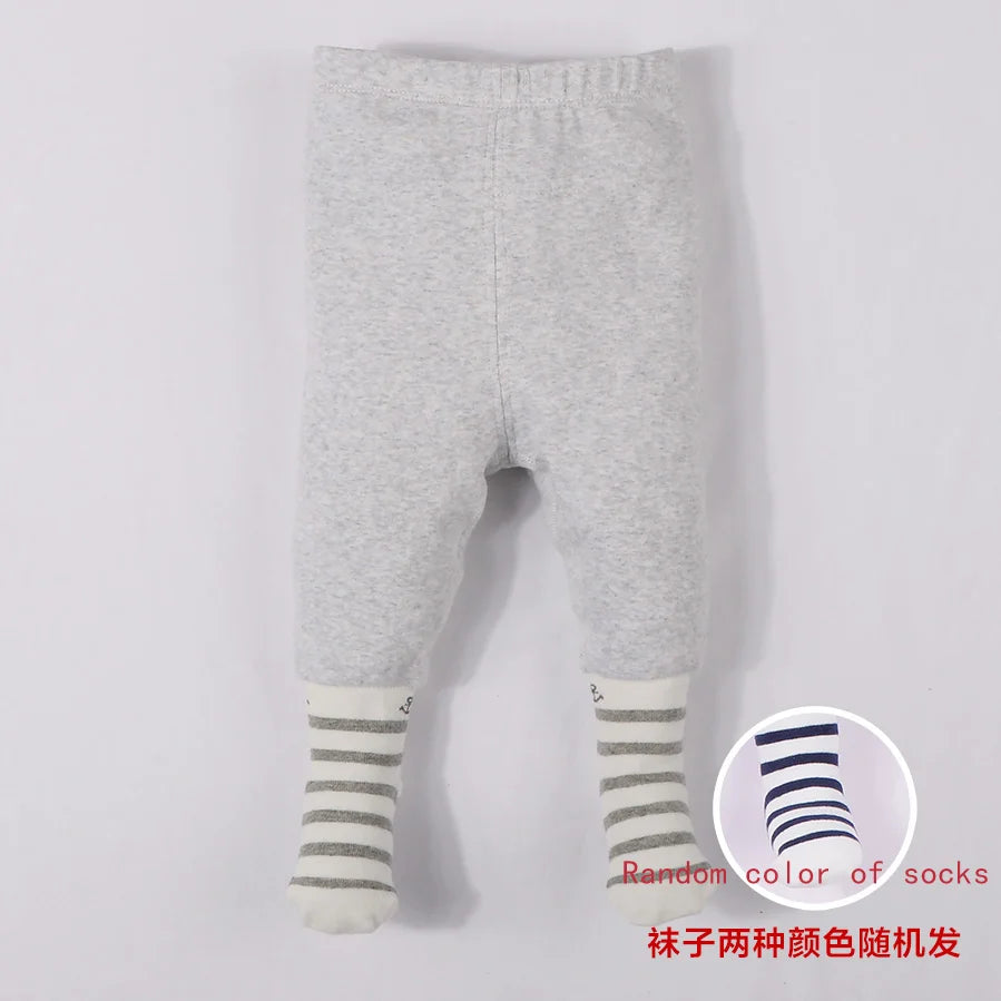 Baby footed pants newborn baby girl boy leggings long trousers  0-6-12months kid lycry cotton sleepwear trousers pyjamas pants