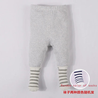 Baby footed pants newborn baby girl boy leggings long trousers  0-6-12months kid lycry cotton sleepwear trousers pyjamas pants