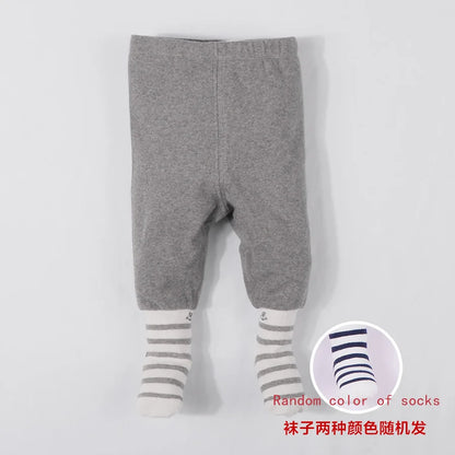 Baby footed pants newborn baby girl boy leggings long trousers  0-6-12months kid lycry cotton sleepwear trousers pyjamas pants