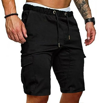 Casual Shorts Mens Summer Cargo Shorts Gym Sport Running Workout Cargo Pants Jogger Trousers Drawstring Solid Jogging Shorts Men