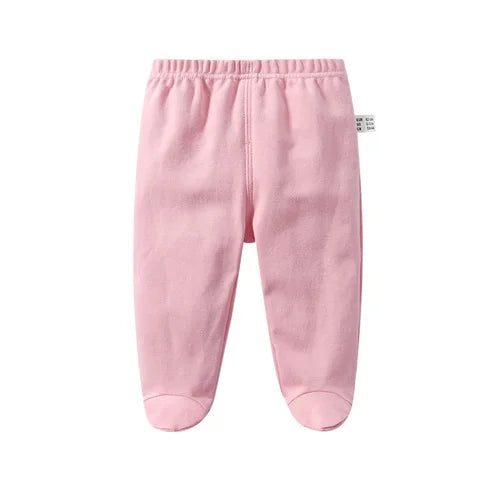Lawadka 0-12M Spring Autumn Cotton Newborn Baby Boy Girl Pants Solid Wrap Foot Long Trousers Casual Baby Leggings For Girls Boys