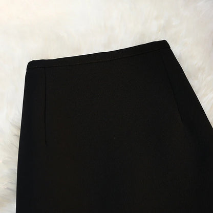 Fashion Elegant Formal Skirts Women Autumn New High Waist Drape Suit Long Brown Skirt Zipper Female