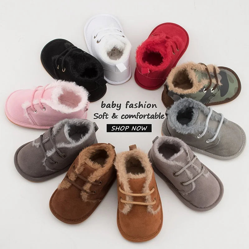 Winter New Baby Boy Girl Boots Cotton Soft-Sole Non-Slip Warm Toddler First Walkers Infant Crib Shoes
