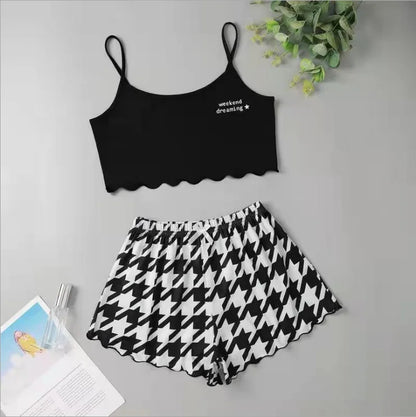 Hot Women's Sleepwear Cute Cartoon Print Short Set Pajamas for Women Pajama Set Sweet Short Sleeve V-Neck & Shorts Summer Pajama