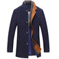 DIMUSI Winter Autumn Men's Wool Coats Casual Middle Long Scarf Collar Cotton-padded Thick Warm Woolen Coat Male Trench Clothing