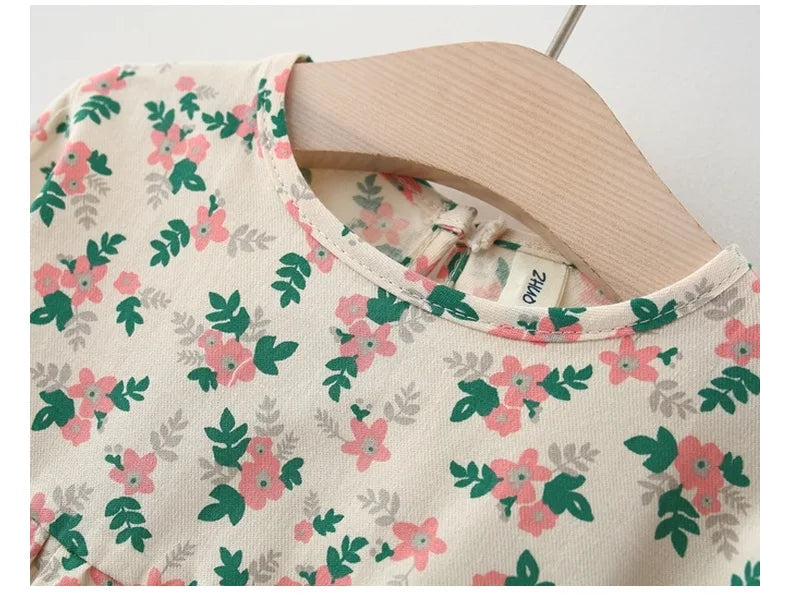 Spring newborn baby girl clothes floral long-sleeved dress for girls baby clothing 1 year birthday princess dress + lace shawl