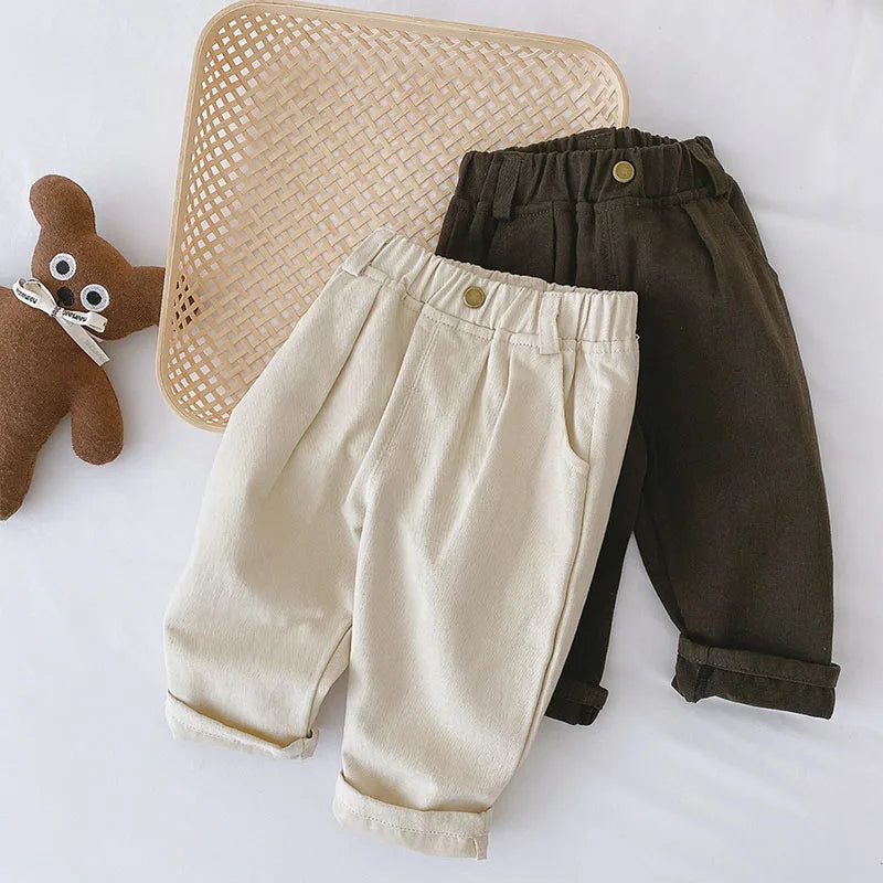 MILANCEL 2025 Spring Autumn Solid Kids Boys Straight Pants Fashion Children Clothing Trousers Brief Jeans for 1-6 Years