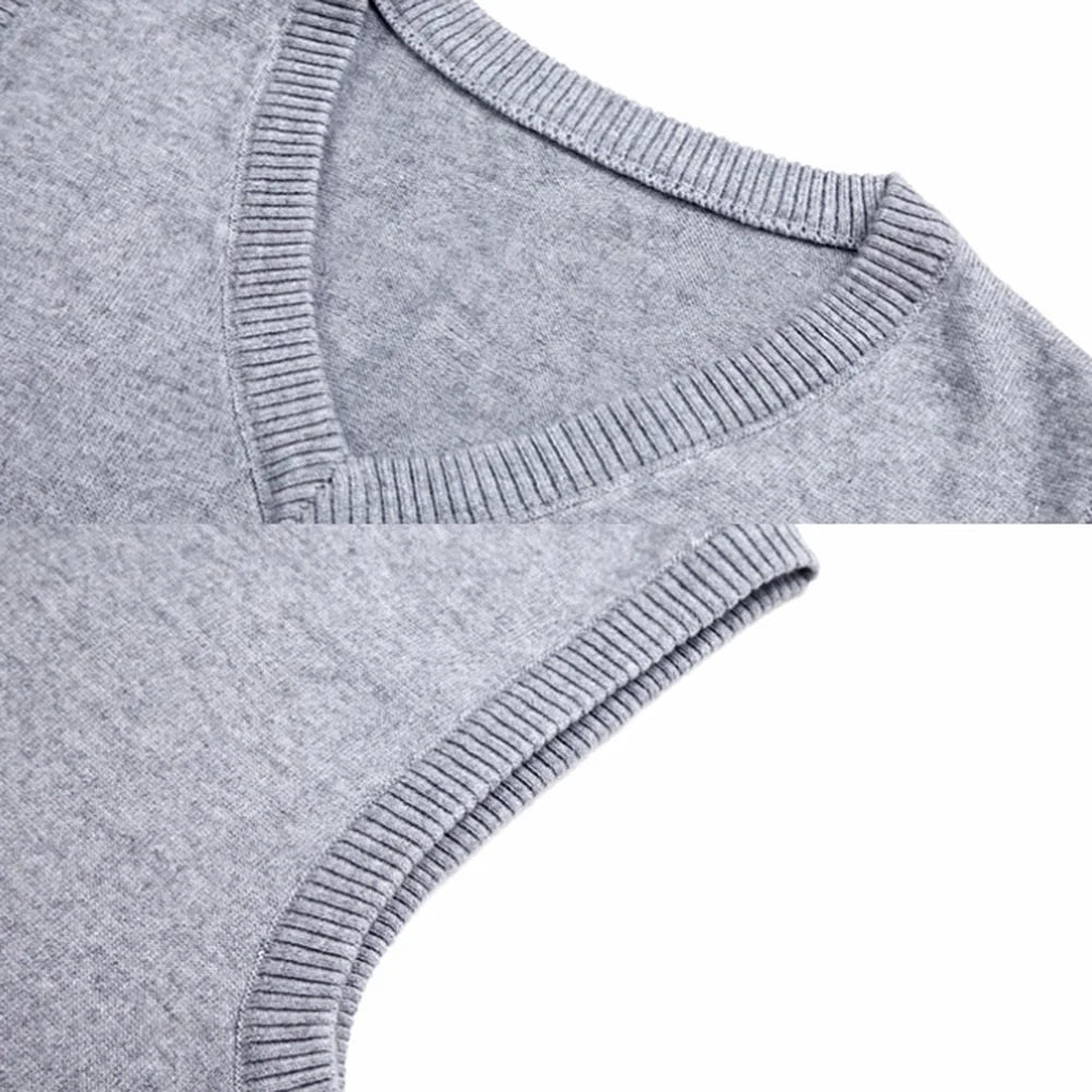 HOT SALES! Men Casual Winter Solid Color V Neck Sleeveless Knitted Woolen Plus Size Vest Knitted Woolen Vest Men Suit Vest