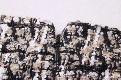 Tweed Skirts for Women Solid High Waist Slimming Skirts Autumn Spring 2025 Buttons Double Breasted Tweed Wool Mini Skirt