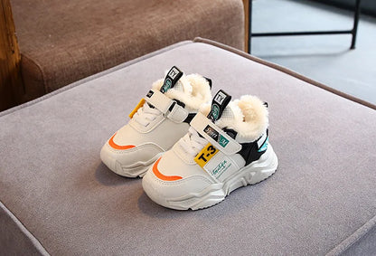 Autumn Winter Girl Children Sport Shoes Breathable Plush Warm Boys Sneakers Boots Soft Light WIth Fur Outdoor Kids Running Shoes